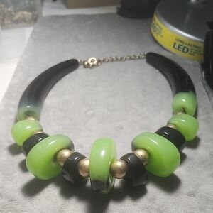 Elegant Green and Black Necklace..some Sort Of Plastic Resin
